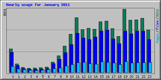 Hourly usage for January 2011